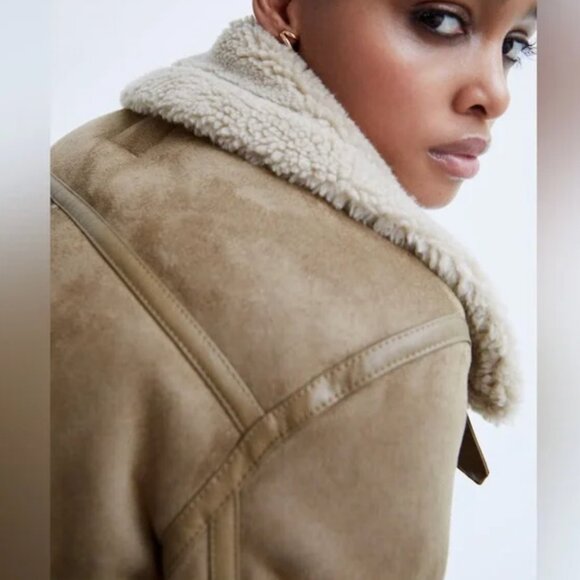 NWT Zara double faced jacket taupe - Picture 3 of 12
